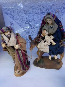 Immagini Nativita Natale.Nativita Natale Presepe Fuga Dall Egitto Con Asino Madonna S Giuseppe Gesu Ebay