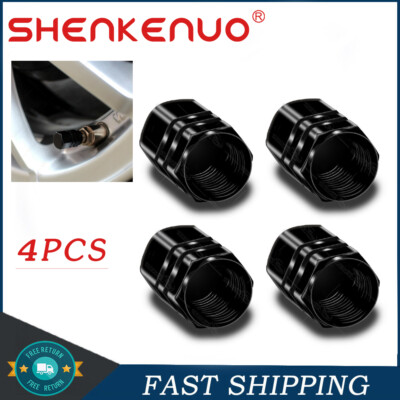 Black Al alloy Tire Valve Air Dust Cover Stem Caps - Wheel Car Truck SUV Bike US