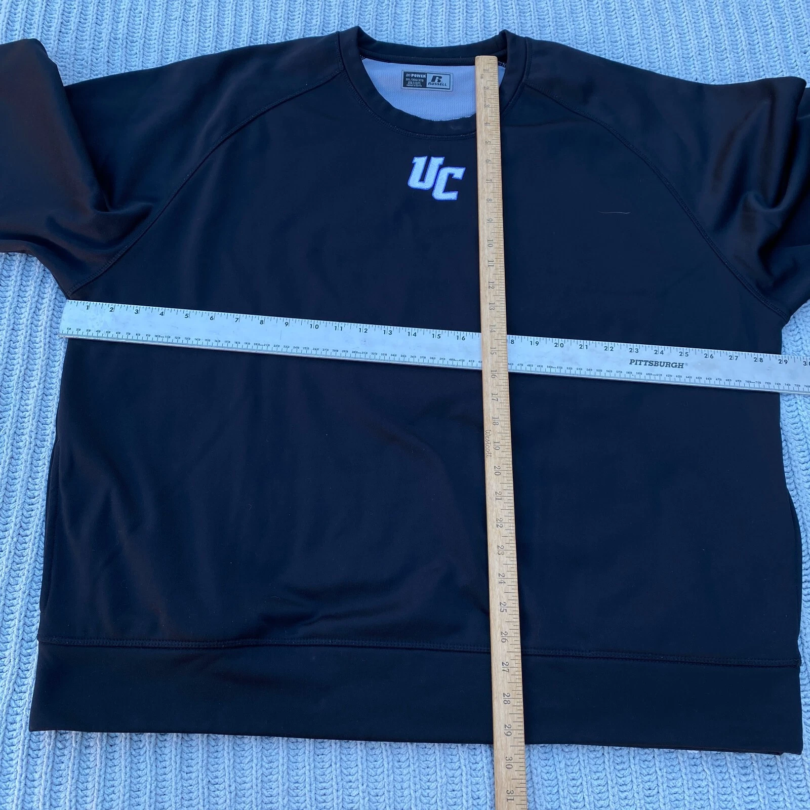 RUSSELL DRI-POWER SHIRT Mens 3XL Athletic Black Long Sleeve