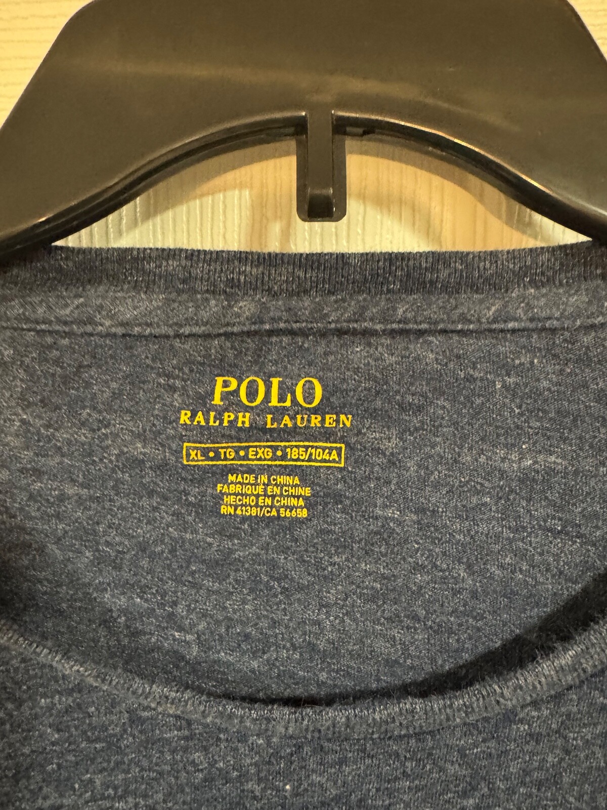PONY Polo Ralph Lauren blu grigio girocollo manica lunga uomo maglietta XL