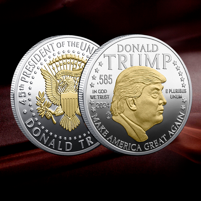 1Pc Bicolor 45Th President Donald Trump Plated Commemorative Coin Gift MAGA King