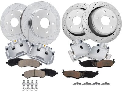 Front and Rear Brake Pad Rotor and Caliper Set For Chrysler Aspen BQ542DC