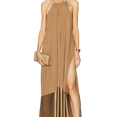 NEW NWT Max Mara Samaria Dress in Clay FWRD maxi silk