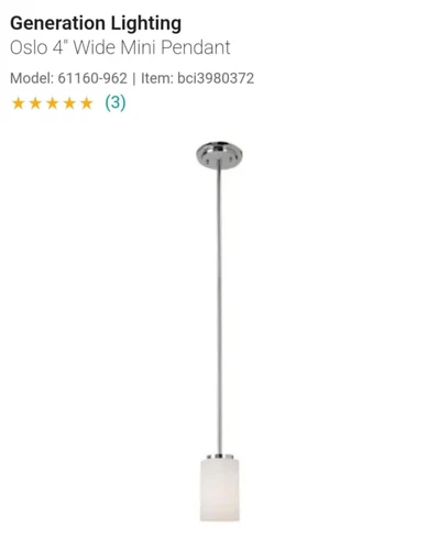 One Light Mini-Pendant In Brushed Nickel By Generation Lighting, Oslo Collection - Picture 2 of 3