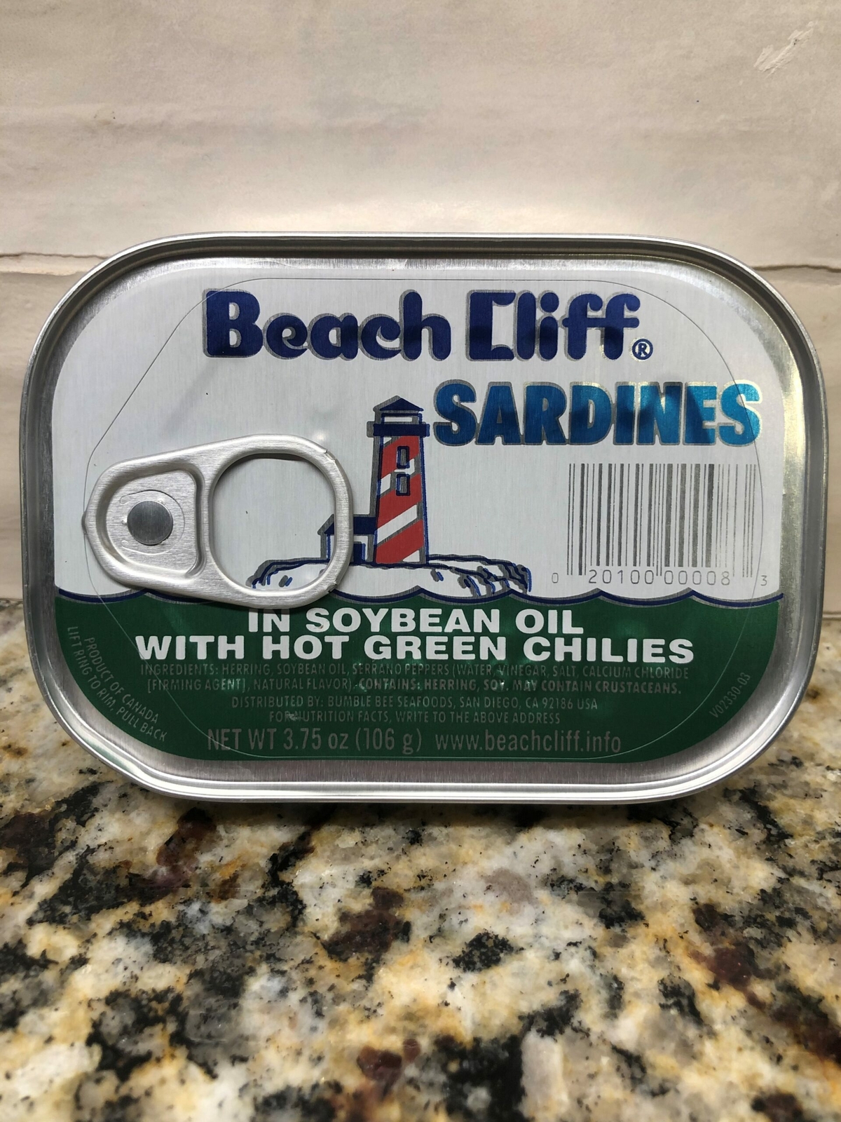 18 CANS Beach Cliff Sardines in Soybean Oil Hot Green Chilies Herring