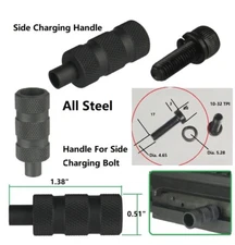 Bolt Extended Handle Side Charge Bolt With Screw & Washer, Steel Black 10-32 TPI
