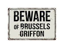 182VS Beware Of Brussels Griffon 8 "x 12" Vintage Aluminum Retro Metal Sign