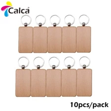 10 Pcs/pack Rectangle Blank Wood Keychain Diy Custom Wood Key Chains Key Tags