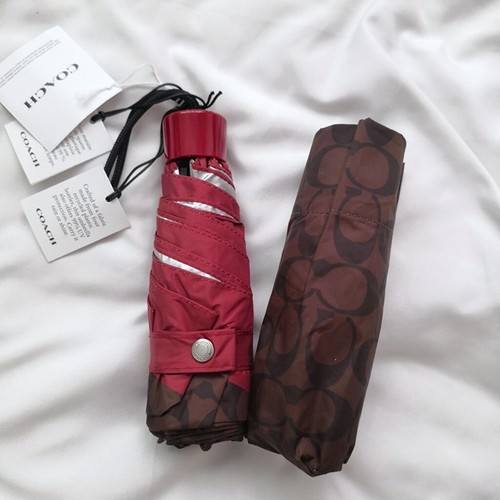 New COACH UV PROTECTION SIGNATURE MINI UMBRELLA C4322 Chestnut 1941 Red