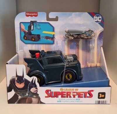 Fisher Price DC League of Super Pets Super Launch Ace & Batmobile Spielset