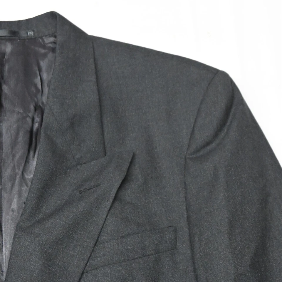 复古 Neiman Marcus 42R 灰色 100% 羊毛双排扣运动外套外套夹克 — 第 2/4 张图片