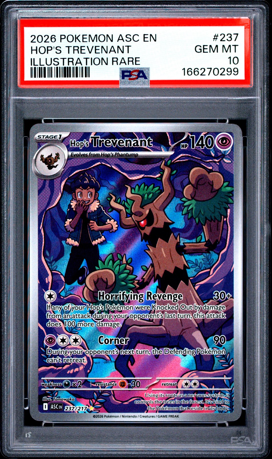 2026 POKEMON ASCENDED HEROES ILLUSTRATION RARE #237 HOP'S TREVENANT PSA 10
