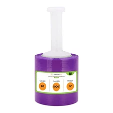 12 Rolls 5" x 1000 ft Purple Hand Wrap Stretch Shrink Film With Handle 80 Ga