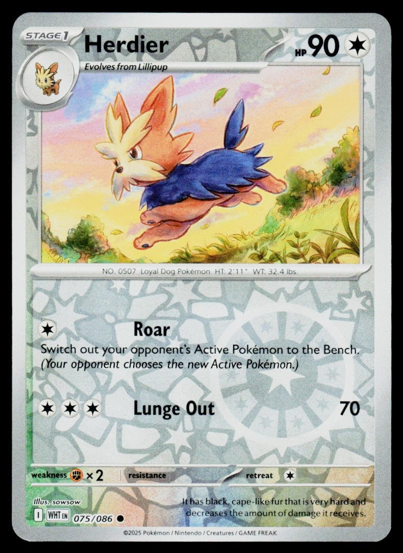 SV: White Flare #075/086 Herdier Reverse Holo