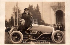 Auto Racer Aviator Art Smith The Comet & Wife w/ Baby Racer RPPC Postcard COPY