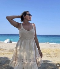 Zara Women Combined Knit Short Dress Ecru Size M Ref 6236/018