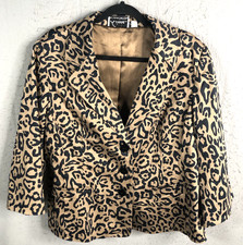 Statement Jacket Womens XL Brown Cheetah Print Blazer Career Party Going Out