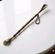   Vintage 21" Concord Italy Back Scratcher Shoe Horn Combo Faux Bakelite  Bamboo