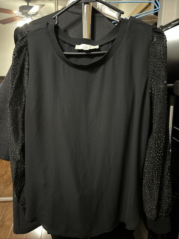 LOFT..,women’s Long Sleeve Black Blouse Size Medium