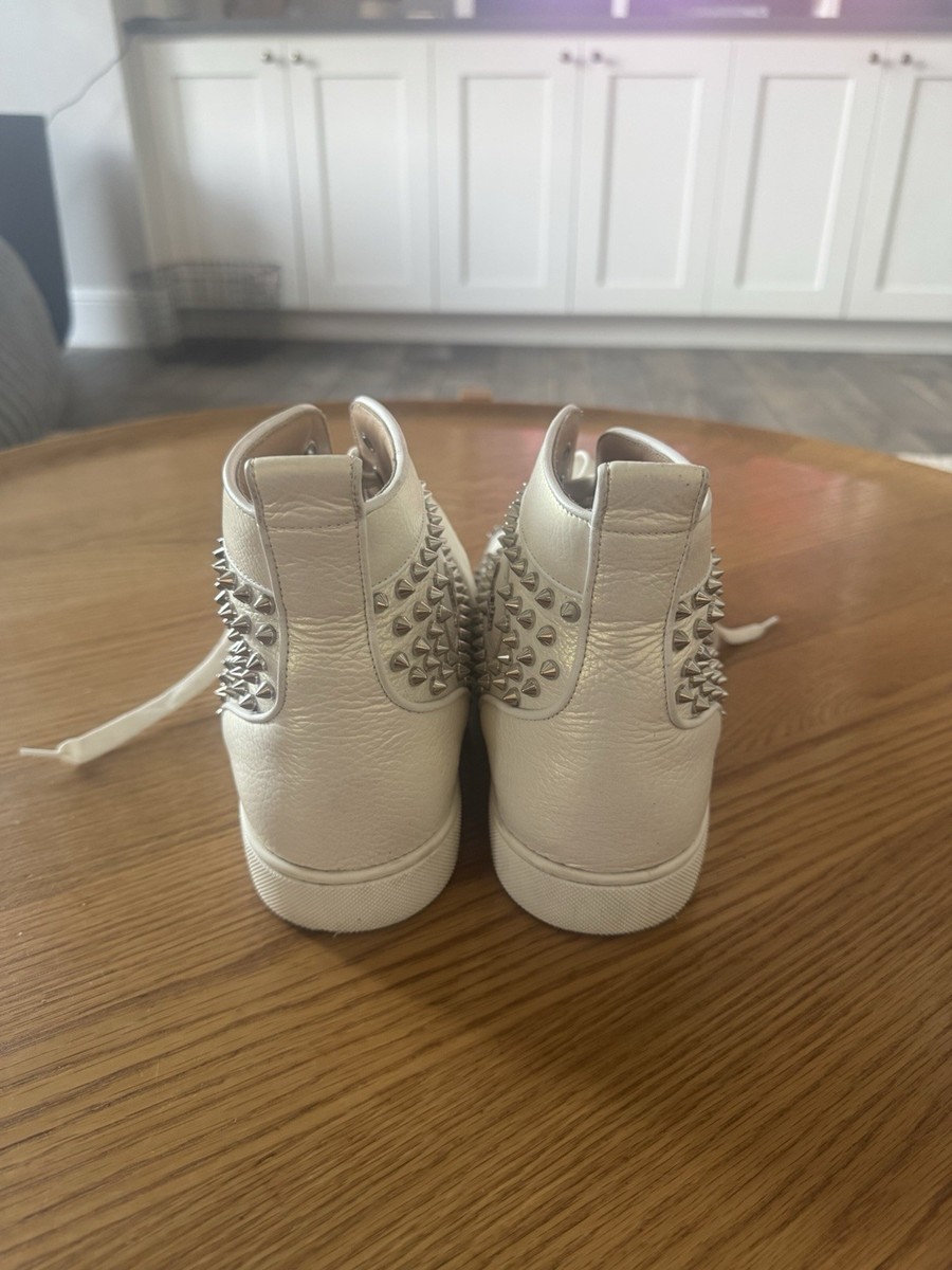 Christian Louboutin White Spike High-Top Sneakers Red Sole | eBay