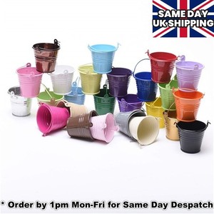 FIVE 15cm 6" large METAL BUCKETS pots pails tins herb planter sweet tree flowers
