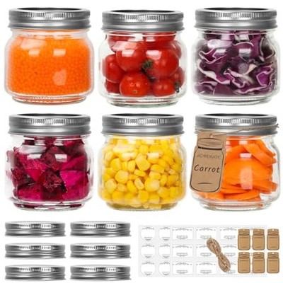 Eathtek 6 Pack 8oz Small Glass Mason Jars,Canning Jars with Regular Lids