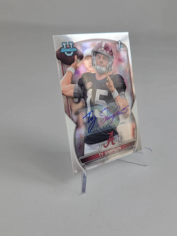 Bowman Chrome U Ty Simpson 2022 1st Bowman novato automático Alabama QB novato Foto 3 de 4