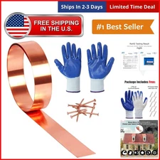 Copper Flashing Roll - 10FT, 24 Gauge, Complete with Gloves and Nails for Work