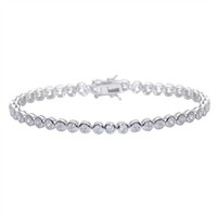 Silverly Sterling Silber 3 Mm Weisen Zirkonia Runde Braut Tennis Armband, 18 Cm