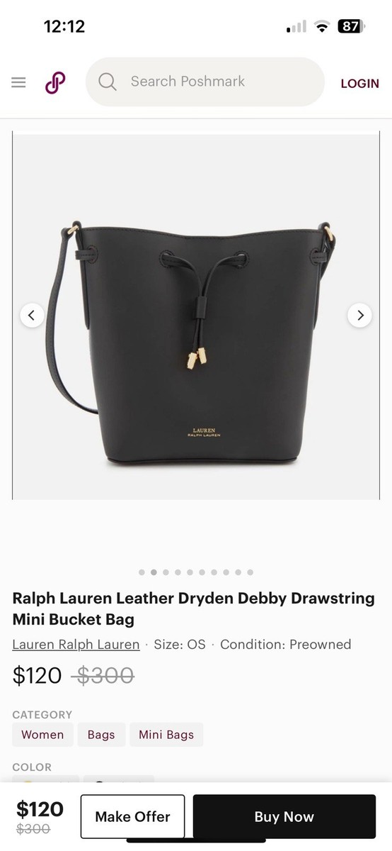 Lauren Ralph Lauren Dryden Debby Mini Bucket Bag Black Drawstring