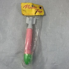 Plastic Toy Rocket Party Favor Pink Rocket Vintage 80s Toy Hong Kong