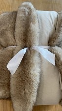 Pottery Barn Faux Mink Christmas Tree Skirt Taupe Beige 60"