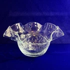 BLENKO VTG #3716 Clear Glass Bowl Big 11” Crackle Ruffled Fluted “Crystal” Nice!