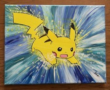 ACRYLIC PAINTING POK MON PIKACHU 55 on 11x14 CANVAS by SDSchwitters