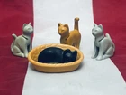 Vintage 1989 Playmobil Victorian Mansion Cat Figures and Kitten in Basket Lot