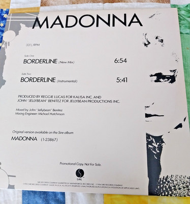 MADONNA BORDERLINE 12'' Promotional SINGLE RECORD SIRE 1984 NM VINYL-Unique Cover