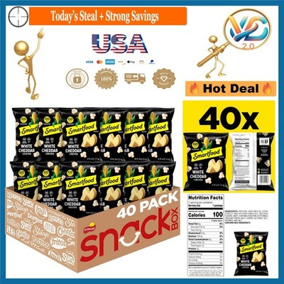 Smartfood White Cheddar Popcorn 40 Pack 0.625 Ounce Bags All Ages Snack