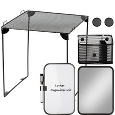 Black Locker Organizer Kit with Shelf, Shelf, Mirror, Pen Holder, Whiteboard,...