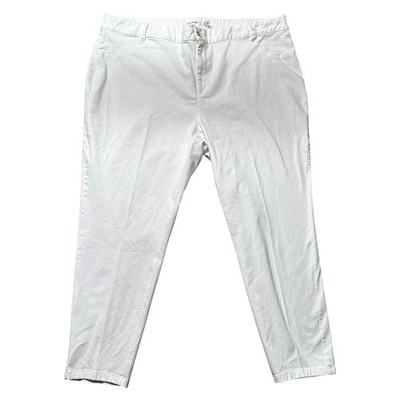 Calvin Klein Womens 24W Slim Tapered Pants White Stretch Casual Pull On EUC