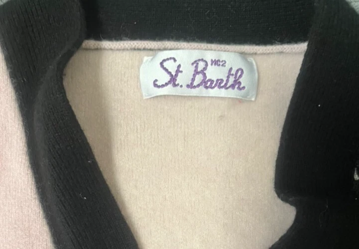 MC2 St Barth Suéter Cárdigan Cachemira Italiana Italia Milán Color Medio Bloque Foto 3 de 4