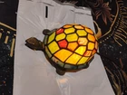 Vintage Tiffany Style Stained Glass Mosaic Turtle Table Desk Lamp