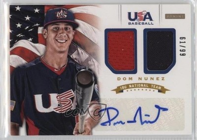 2012 USA Baseball National Team Combo Jersey Signatures 61/99 Dom Nunez Auto 9cf
