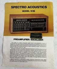 Vintage Spectro Acoustics Preamp Equalizer 101B Sell Sheet Specs Ephemera Page