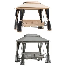 Outsunny 3 Person Patio Swing & Hammock, Gazebo Canopy, Vented