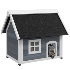 Weather-Resistant Wooden , 3-Door Feral Shelter with Ladder & Easy-Clean Roof -