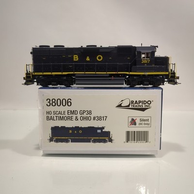 Rapido HO EMD GP38 Low Nose Standard DC Baltimore & Ohio #3817 ~ 38006