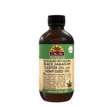 OKAY Pure Naturals Xtra Dark Black Jamaican Castor Oil with Hemp Oil - 4 oz / 11