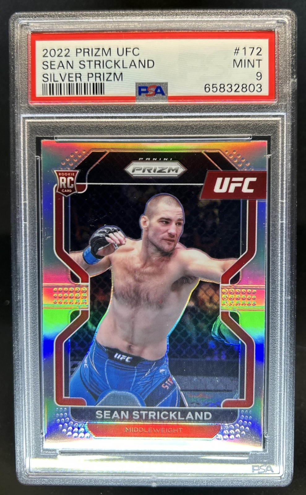 2022 Panini Prizm UFC Sean Strickland RC Silver Rookie #172 PSA 9 view 1