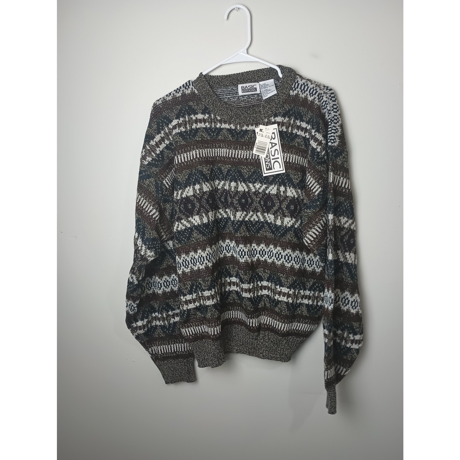 Vtg Basic Editions Mult Pattern Acrylic Sweater M… - image 1