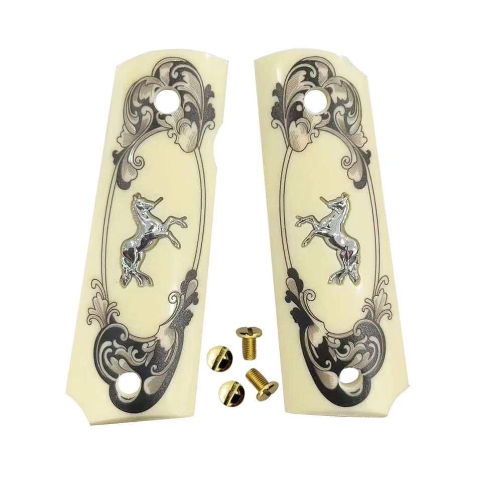 SHARDBLADE 1911 GUN GRIPS FULL SIZE COLT & CLONES Colt Horse Medallion W/Screws 1911 Grips